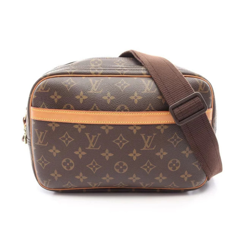 Louis Vuitton Reporter Shoulder Bag Canvas Leather Monogram Brown